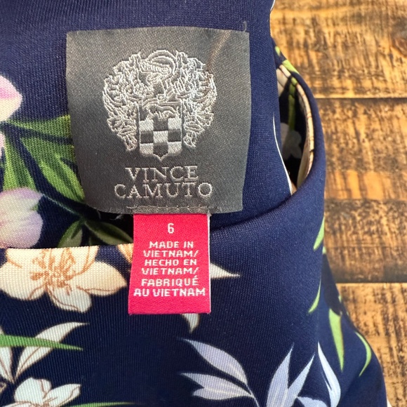 Vince Camuto Cocktail Sleeveless Blue Floral Dress Size 6 - Picture 4 of 7